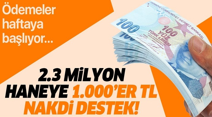 1.000’er TL nakdi destek! Ödemeler haftaya başlıyor...