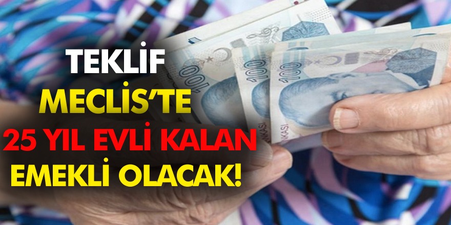 Teklif Meclis'te 25 yıl evli kalan emekli olacak!