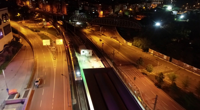 Marmaray'dan iki kıta arası geçiş yapan İlk yük treni havadan görüntülendi