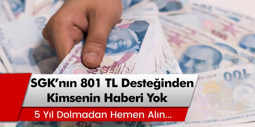 SGK'nın 801 TL'lik desteğinden kimsenin haberi yok! 5 yıl dolmadan hemen alabilirsiniz...