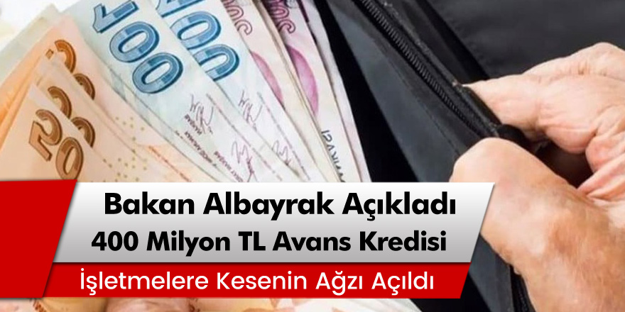 Yatırım Taahhütlü Avans kredisi! 10 yıl vadeli 400 milyon TL işletmelere kredi paketi