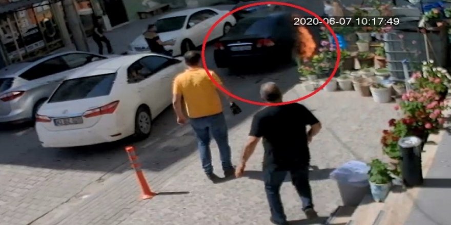 Derince'de vatandaşların alevlere teslim olan araca müdahalesi olası faciayı önledi