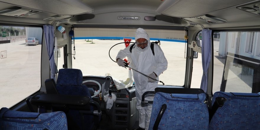 Erzincan'da Servis araçları dezenfekte edildi