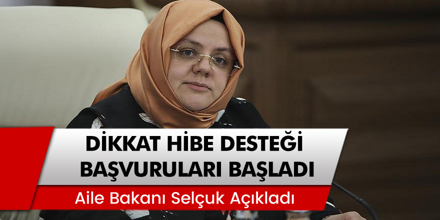 Dikkat Aile Bakanı Selçuk Açıkladı: Hibe Desteği Başvuruları Başladı