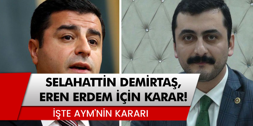 Anayasa Mahkemesi'nden Eren Erdem ve Selahattin Demirtaş Kararı