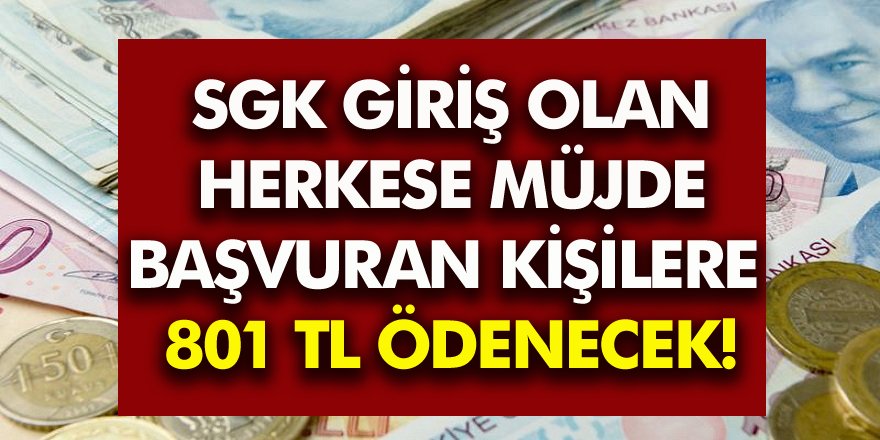 SGK'dan Girişi olan Herkese Müjde! 801 TL Ödeme yapılacak