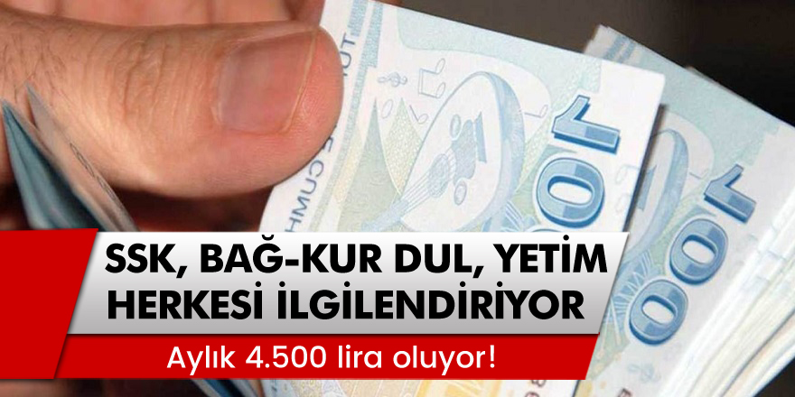 SSK, Bağ-Kur, Dul ve Yetim Maaşı Alan Herkesi İlgilendiriyor... Aylık 4.500 lira oluyor!