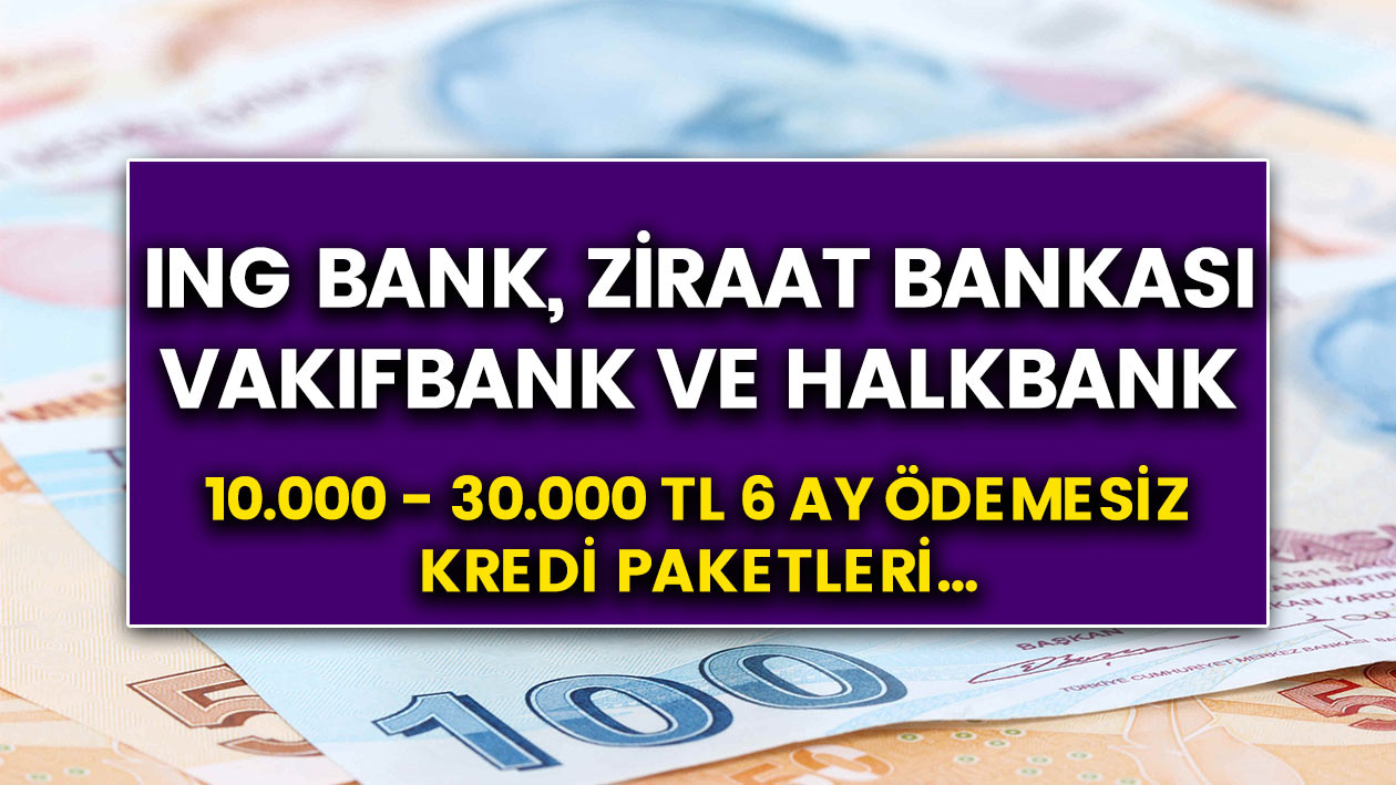 ING bank, Ziraat bankası, Halkbank, Vakıfbank 6 ay ertelemeli 10bin, 30 bin kredi paketi