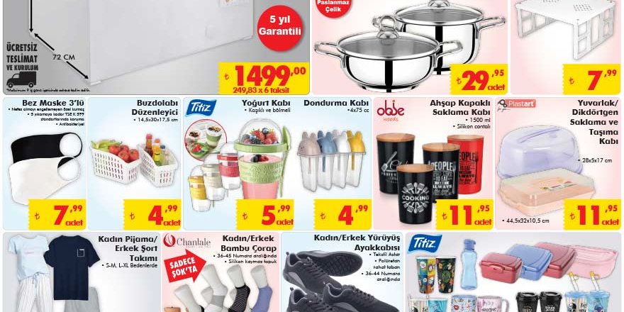 Şok Market 17-21 Temmuz indirim broşürü aktüel kataloğu..! KLİMASAN çift modlu derin dondurucu 1499 TL