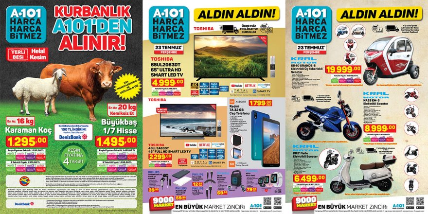 A101 Market 23-29 Temmuz indirim broşürü ve aktüel kataloğu yayınlandı.! Televizyondan telefona kadar birçok farklı ürün