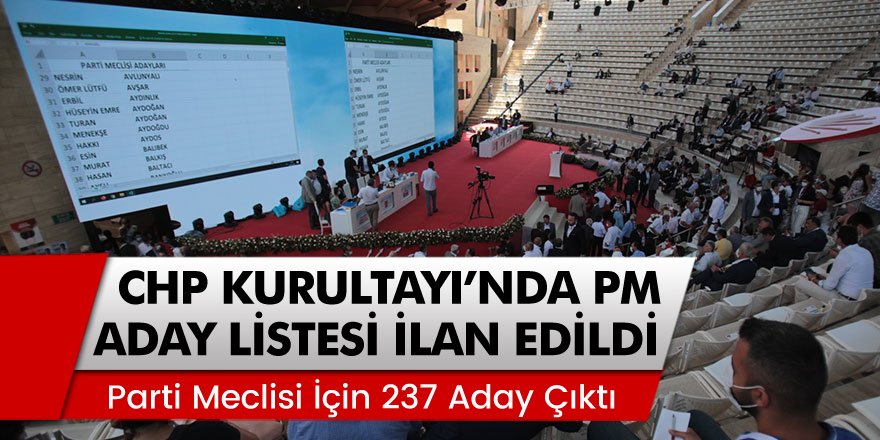 CHP Kurultayı'nda PM aday listesi ilan edildi! Parti Meclisi için 237 aday çıktı