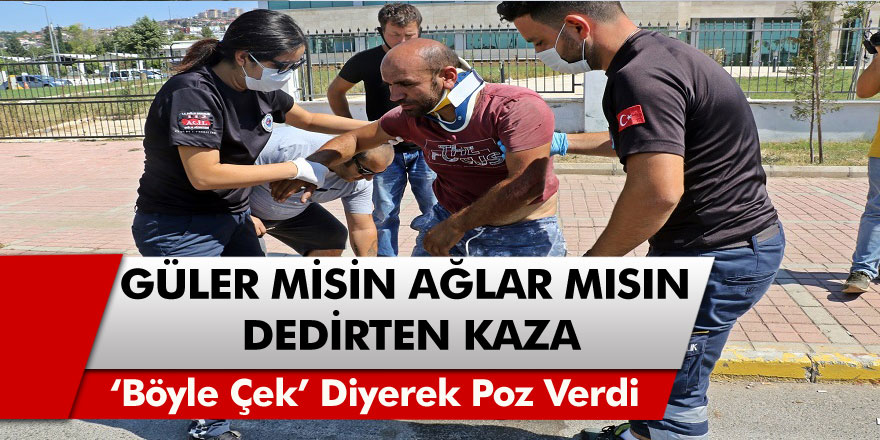 Yaralı arkadaşını bırakıp motosikleti ile poz verdi: "Böyle çek"