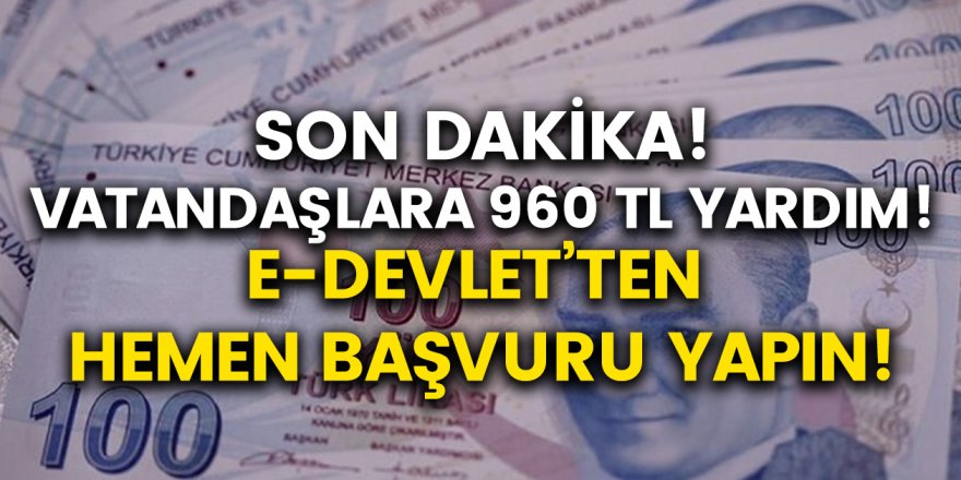 Son Dakika: Vatandaşlara 960 TL Yardım! Başvurular e-Devlet’ten Yapılacak…