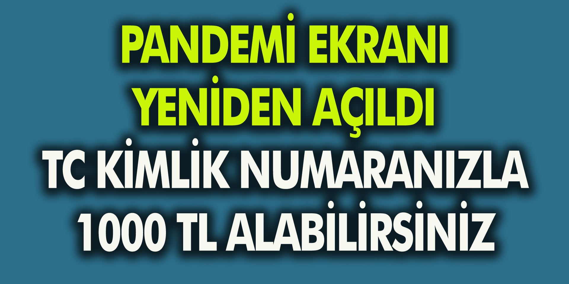 Pandemi Başvuru Ekranı Yeniden Açıldı! Koşulsuz Şartsız TC Kimlik Numaranızla 1000 TL Alabilirsiniz…
