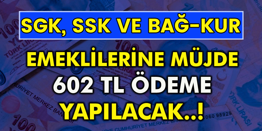 Emeklilerin beklediği haber geldi! Her ay 602 TL ödenecek…