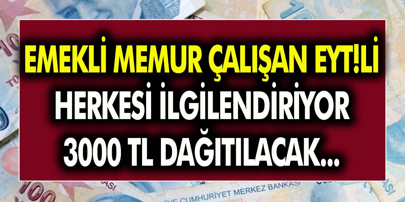 Emekli, memur, çalışan,EYT'Lİ herkesi ilgilendiriyor… 3000 TL dağıtılacak!