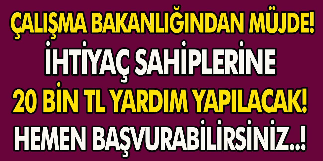 Aile, Çalışma ve Sosyal Hizmetler Bakanlığı İhtiyaç Sahiplerine 20 Bin TL Yardım Yapacak! Hemen Başvuru Yapabilirsiniz…