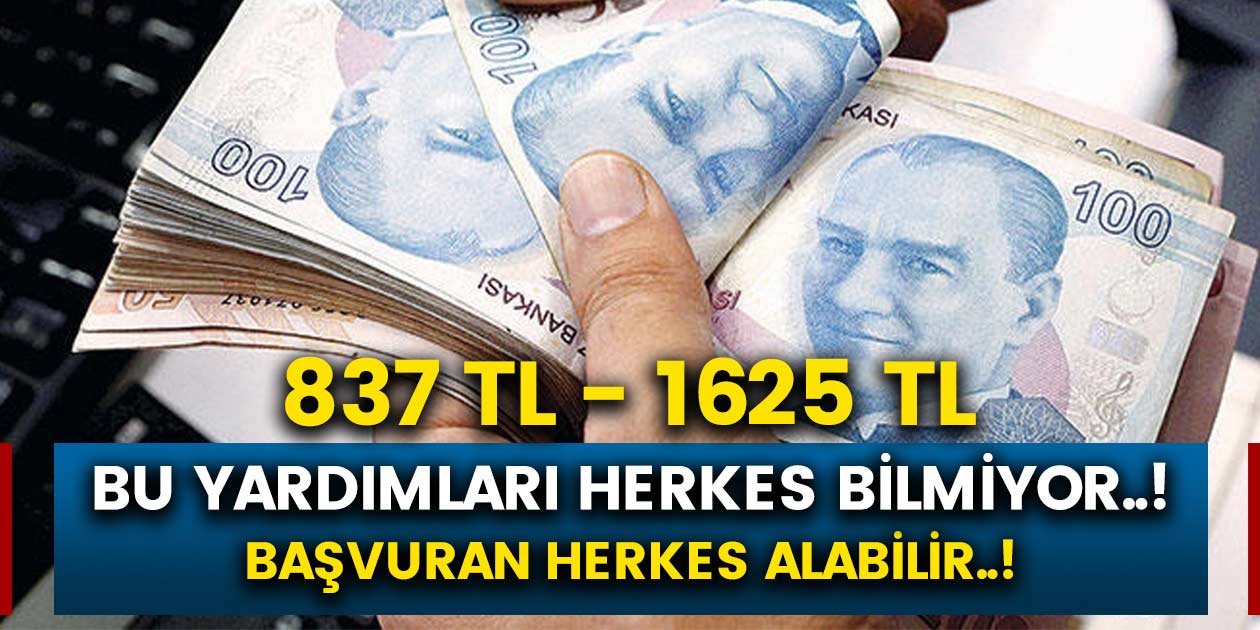 Devletten Her Ay 837 TL İle 1625 TL Maaş Alın…! Bu Yardım Herkese Yapılıyor Mu?