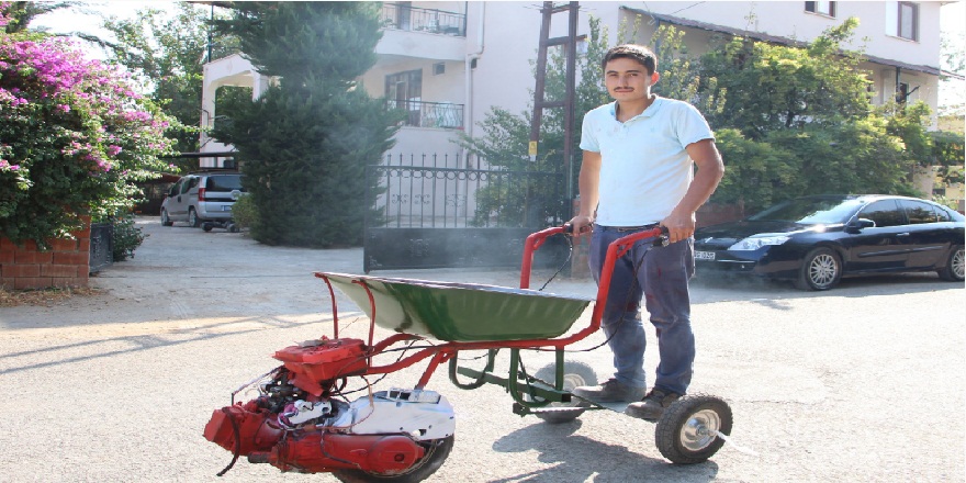 Antalya'da makina bölümü mezunu gencin yaptığı motorlu el arabasını görenler şaşkına dönüyor!