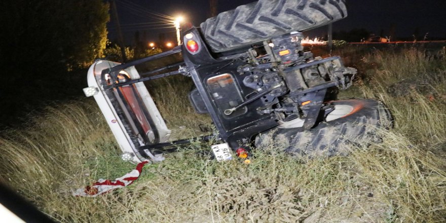 Aksaray’da kontrolden çıkan traktör şarampole devrildi: 1 yaralı