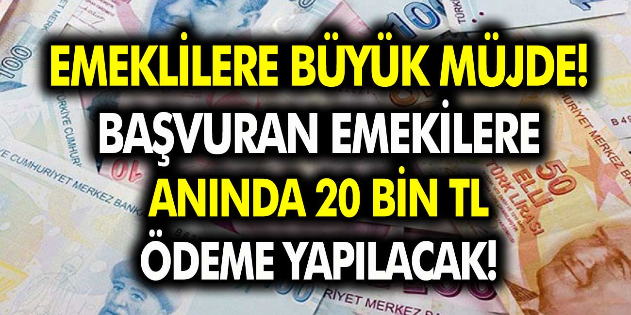 Emeklilere büyük müjde! Başvuran emeklilere anında 20 bin TL ödeme yapılacak…