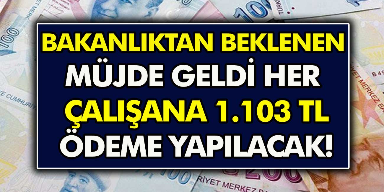 Aile Çalışma ve Sosyal Hizmetler Bakanlığı'ndan Büyük Müjde geldi! Her çalışana 1103 TL ödeme yapılacak…