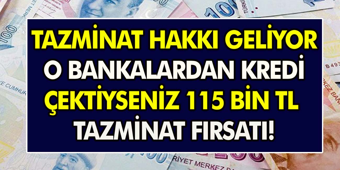 Tazminat hakkı geliyor! Belirli bankalardan kredi çeken vatandaşlara tam 115 bin tazminat fırsatı…