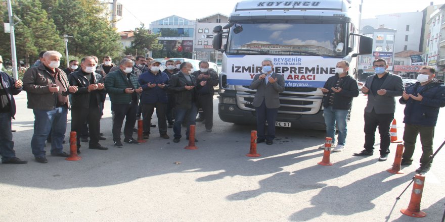 Konya Beyşehir’den yardım tırı dualarla İzmir’e yola çıktı