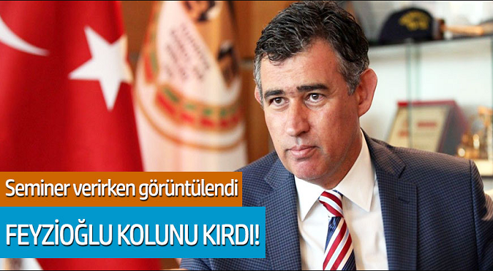 Seminer verirken görüntülenen Metin Feyzioğlu kolunu kırdı