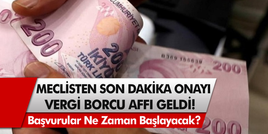 Meclisten son dakika onayı! Vergi borcu affı geldi, tüm borçlar yapılandırılacak… Vergi borcu yapılandırma başvuruları ne zaman başlayacak?