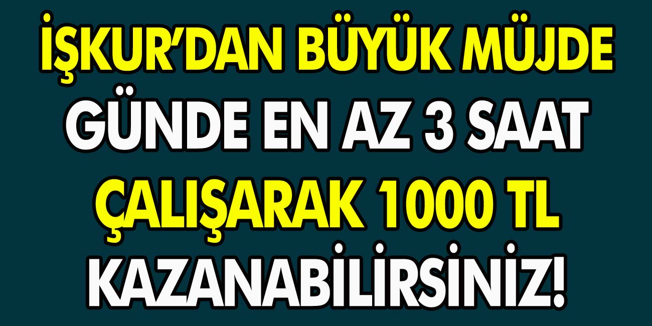 İŞKUR’dan müjdeli haber! Günde sadece 3 saat çalışarak en az 1000 TL kazanabilirsiniz…