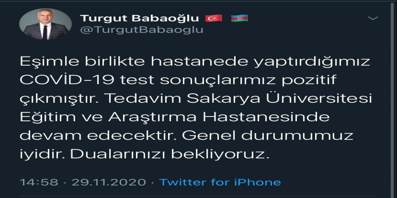 Hendek Belediye Başkanı Turgut Babaoğlu ve eşi korona virüse yakalandı