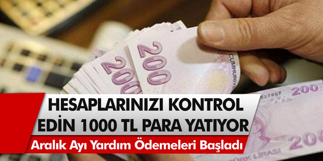 Hemen hesaplarınızı kontrol edin! Aralık ayı ödemeleri başladı, hesaplara 1000 TL para yatıyor!