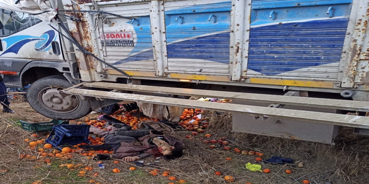 Virajı alamayan meyve yüklü kamyon yoldan çıkarak şarampole uçtu: 2 ölü, 2 yaralı