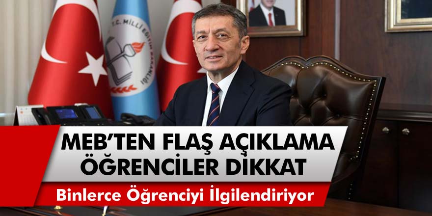 Milli Eğitim Bakanlığı’ndan Son Dakika Açıklaması: Binlerce Öğrenciyi İlgilendiren Karar!