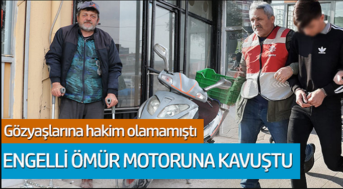 Gözyaşlarına hakim olamamıştı... Engelli Osman Ömür motoruna kavuştu!