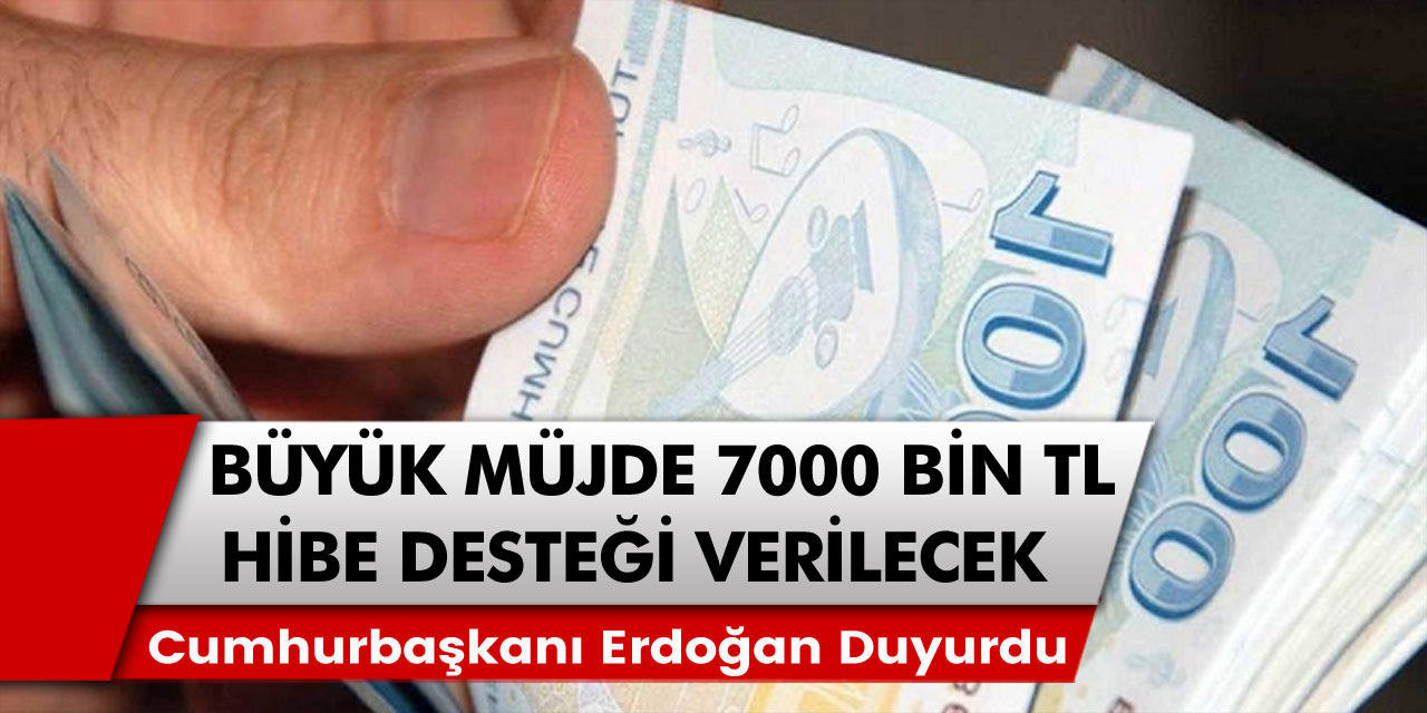 Cumhurbaşkanı Recep Tayyip Erdoğan Duyurdu! Hesaplara anında yatacak! 7. 000 TL hibe destekleri geliyor…