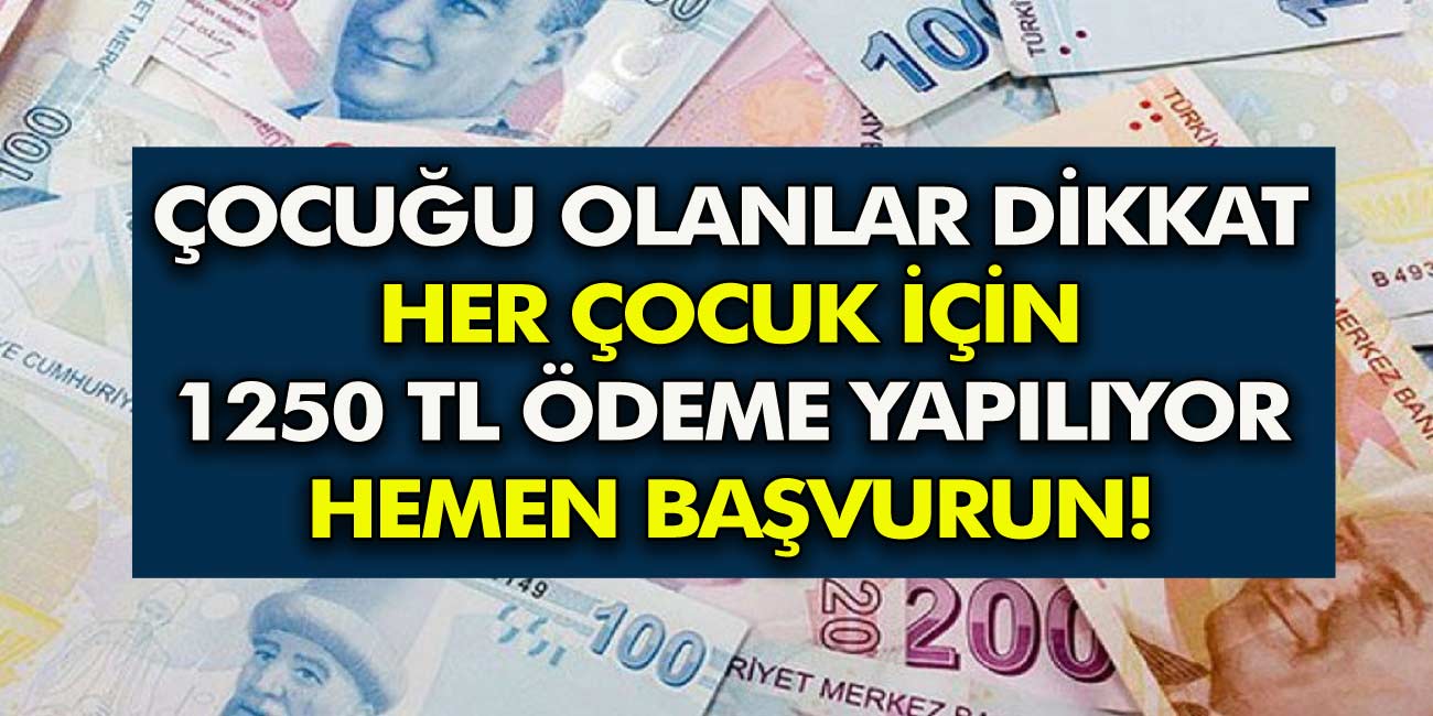 Çocuk Başına 1259 TL Alabileceksiniz, 16 Eylül Tarihine Kadar Başvurmanız Gerek! Çocuğu Olanlar Kaçırmasın