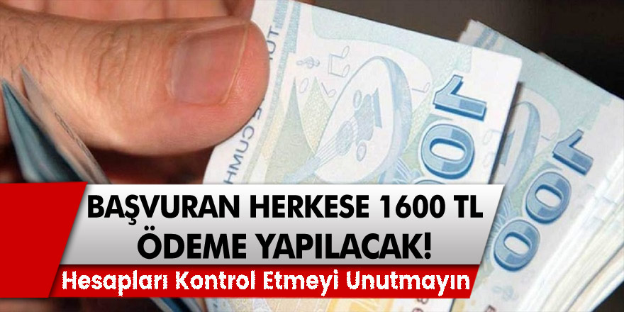 1600 TL Ödeme Yapılıyor! Paralar Hesaplara Yatırılıyor! Başvuran Herkes Alabilecek! Hesaplarınızı Kontrol Edin!