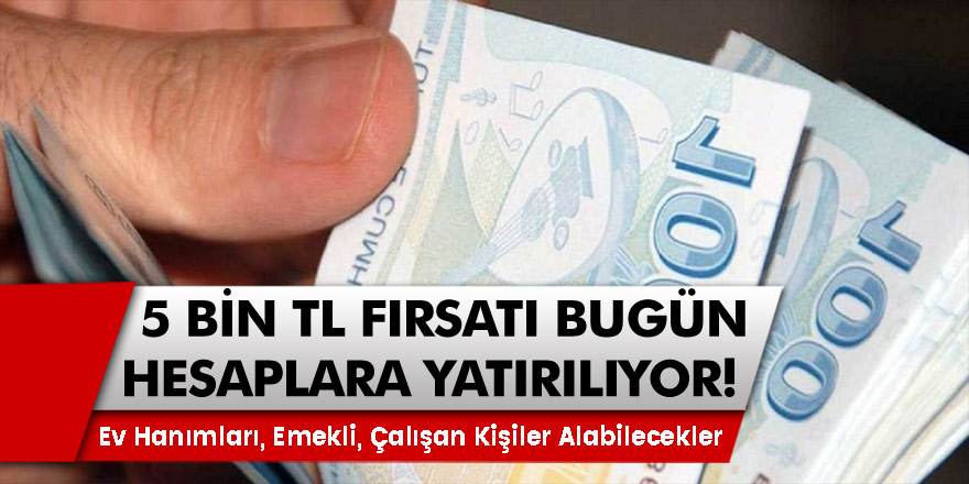5000 TL Fırsatı Bugün Başladı, Hesaplara Yatıyor! Ev Hanımları, Emekli, Çalışan Kişiler Alabilecekler