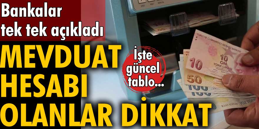 Bankalar tek tek açıkladı! Mevduat hesabı olan herkes dikkat! Güncel tablo yayımlandı...