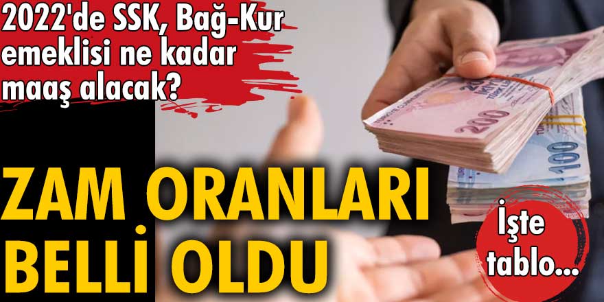 2022 SSK, Bağ-Kur emekli maaşı ne kadar? Son Dakika Zam oranları belli oldu! İşte tablo...