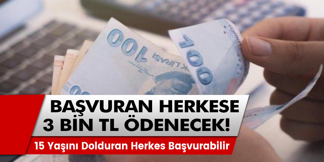 Aylık 3 bin TL'ye kadar ödeme yapılacak 15 yaşını dolduran herkes başvurabilir Başvuru ekranı yeniden açıldı!