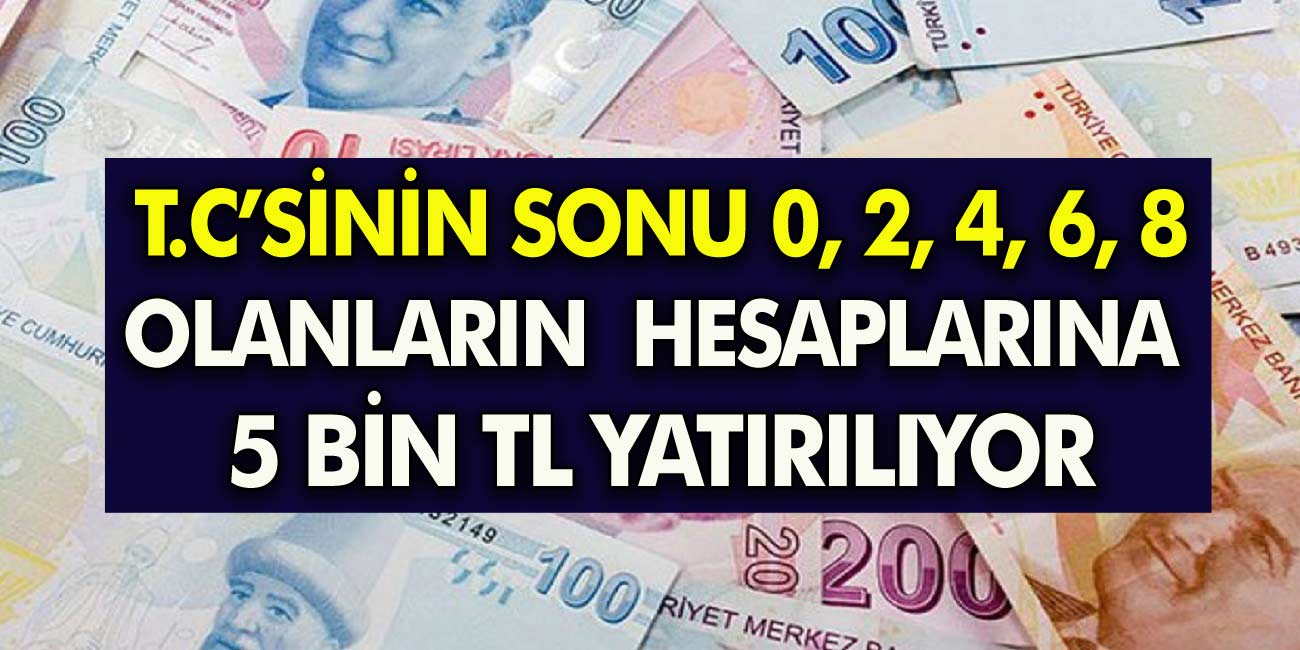 T.C’sinin sonu 0, 2, 4, 6, 8 olanlar için son dakika duyurusu yapıldı! Hesaplarına 5 bin TL yatıyor!