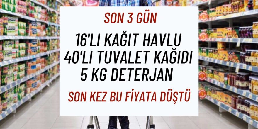 Tarım Kredide büyük indirim! 40'lı tuvalet kağıdı, 16'lı kağıt havlu, 5 kg toz deterjan 3 gün boyunca indirimde!