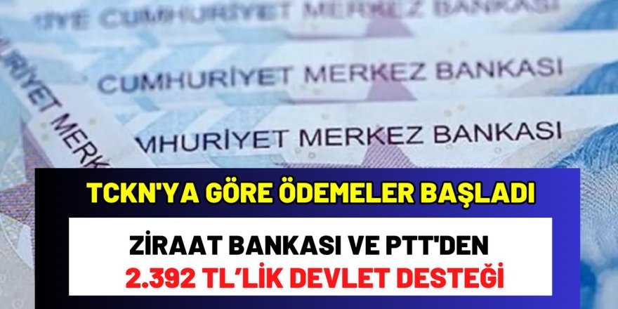 Aile ve Sosyal Hizmetler Bakanlığı'ndan müjde! TCKN'ye göre PTT ve Ziraat Bankası'ndan 2.392 TL'lik devlet desteği!