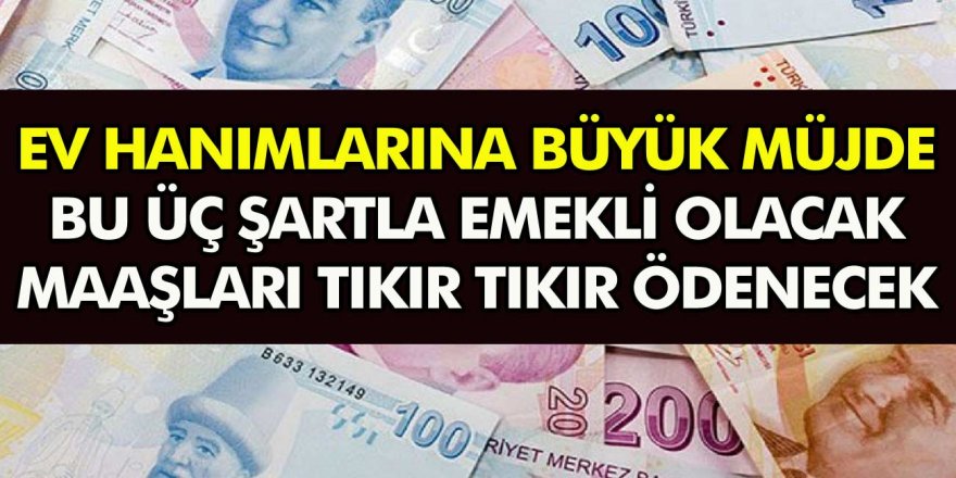 Senelerdir beklenen hayal gerçek oluyor! Ev hanımları bu üç şartla emekli olacak: Maaşları her ay tıkır tıkır yatırılacak!