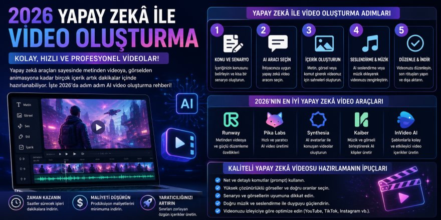 2026 Yapay Zekâ ile Video Oluşturma Nasıl Yapılır? Kaliteli Yapay Zekâ Videosu Hazırlamanın İpuçları...