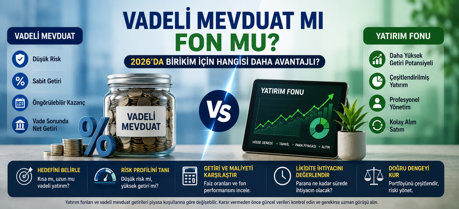Vadeli Mevduat mı Fon mu? 2026'da Birikim İçin Hangisi Daha Avantajlı? Nelere Dikkat Edilmeli?