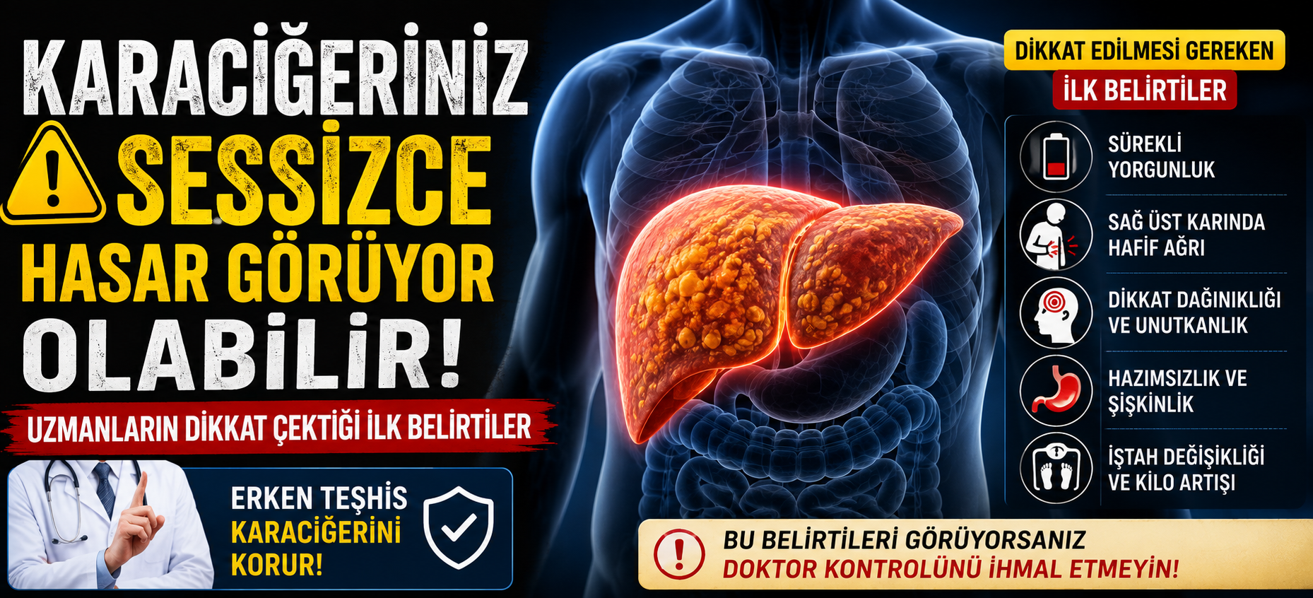 Karaciğeriniz Sessizce Hasar Görüyor Olabilir! Uzmanların Dikkat Çektiği İlk Belirtiler